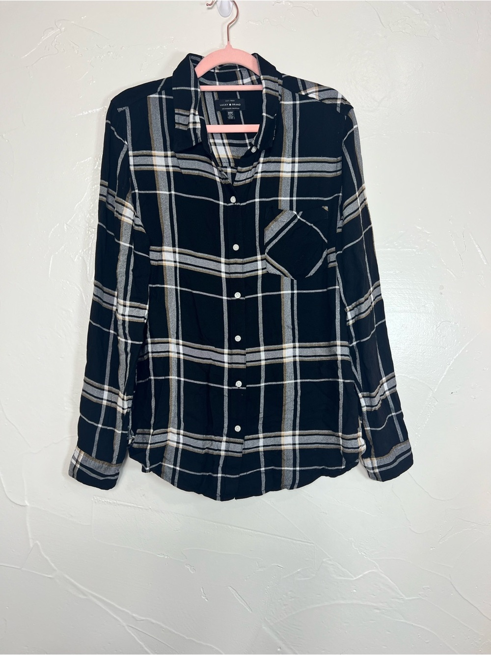Lucky Brand Women’s Black Plaid Button-Down Shirt